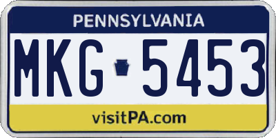 PA license plate MKG5453