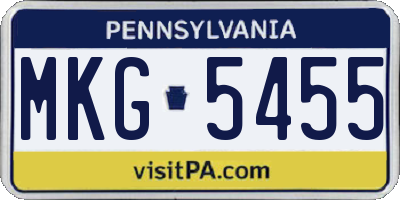 PA license plate MKG5455
