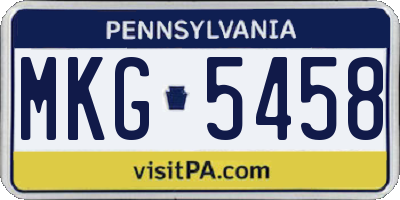 PA license plate MKG5458