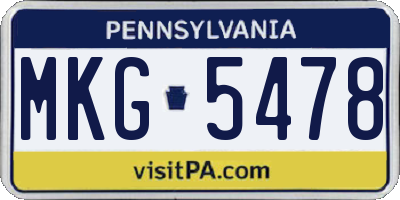 PA license plate MKG5478