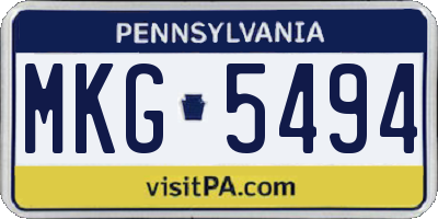PA license plate MKG5494