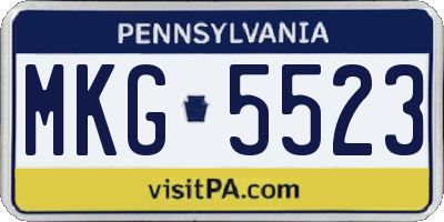 PA license plate MKG5523
