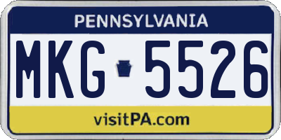 PA license plate MKG5526