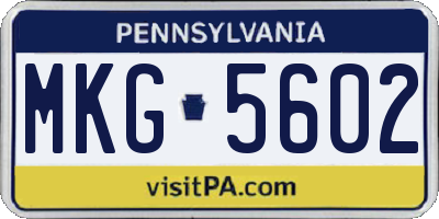 PA license plate MKG5602