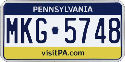 PA license plate MKG5748