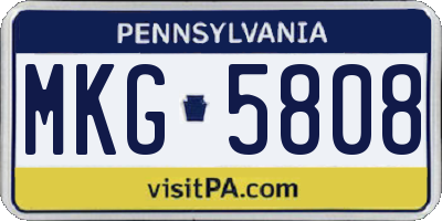 PA license plate MKG5808