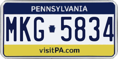 PA license plate MKG5834
