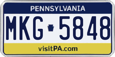 PA license plate MKG5848