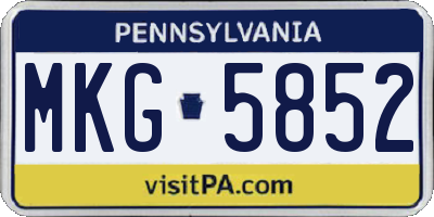 PA license plate MKG5852