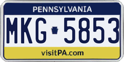 PA license plate MKG5853