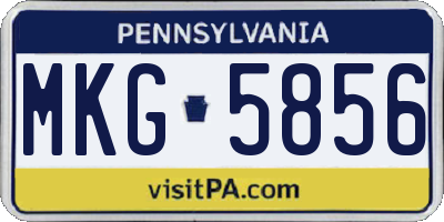 PA license plate MKG5856