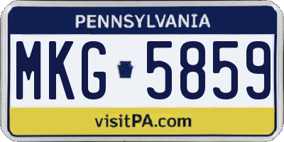PA license plate MKG5859