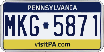 PA license plate MKG5871