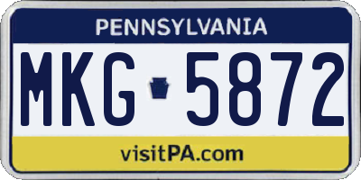 PA license plate MKG5872