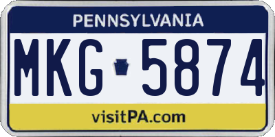 PA license plate MKG5874