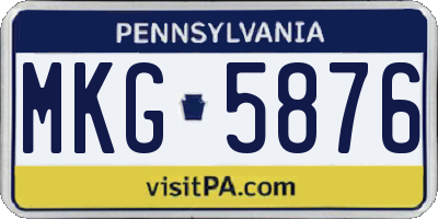 PA license plate MKG5876
