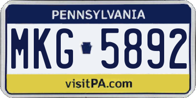 PA license plate MKG5892
