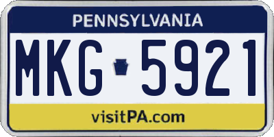 PA license plate MKG5921