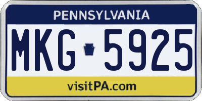 PA license plate MKG5925