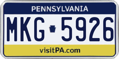 PA license plate MKG5926