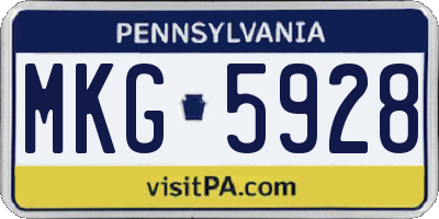 PA license plate MKG5928