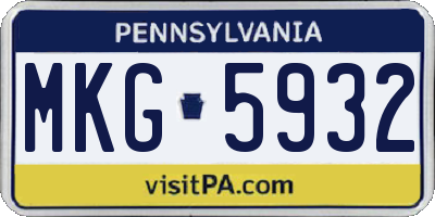 PA license plate MKG5932