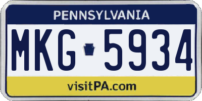 PA license plate MKG5934
