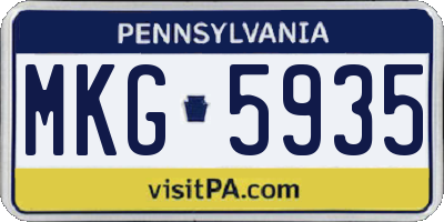 PA license plate MKG5935