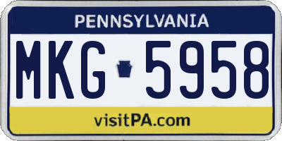 PA license plate MKG5958