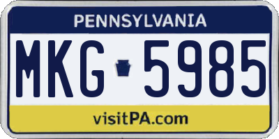 PA license plate MKG5985