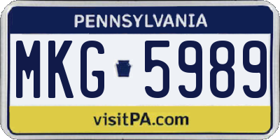 PA license plate MKG5989