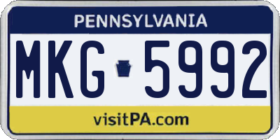 PA license plate MKG5992