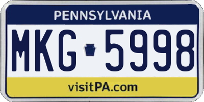 PA license plate MKG5998