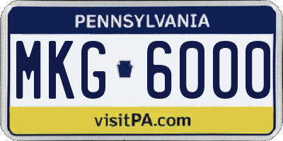 PA license plate MKG6000