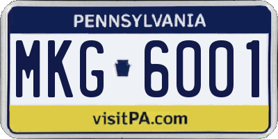PA license plate MKG6001