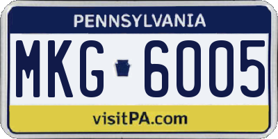 PA license plate MKG6005