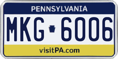 PA license plate MKG6006