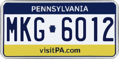 PA license plate MKG6012