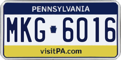PA license plate MKG6016