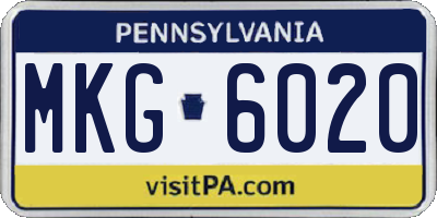 PA license plate MKG6020