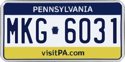 PA license plate MKG6031