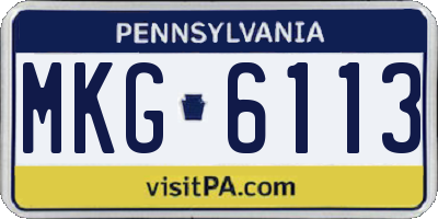 PA license plate MKG6113