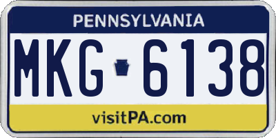 PA license plate MKG6138