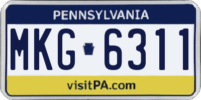 PA license plate MKG6311