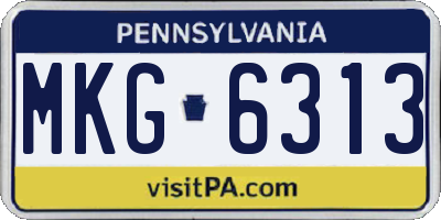 PA license plate MKG6313