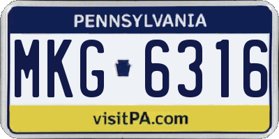 PA license plate MKG6316