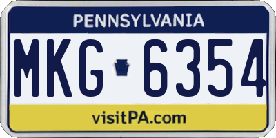 PA license plate MKG6354