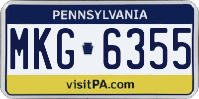 PA license plate MKG6355