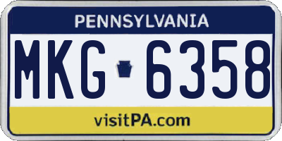 PA license plate MKG6358