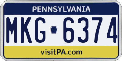 PA license plate MKG6374